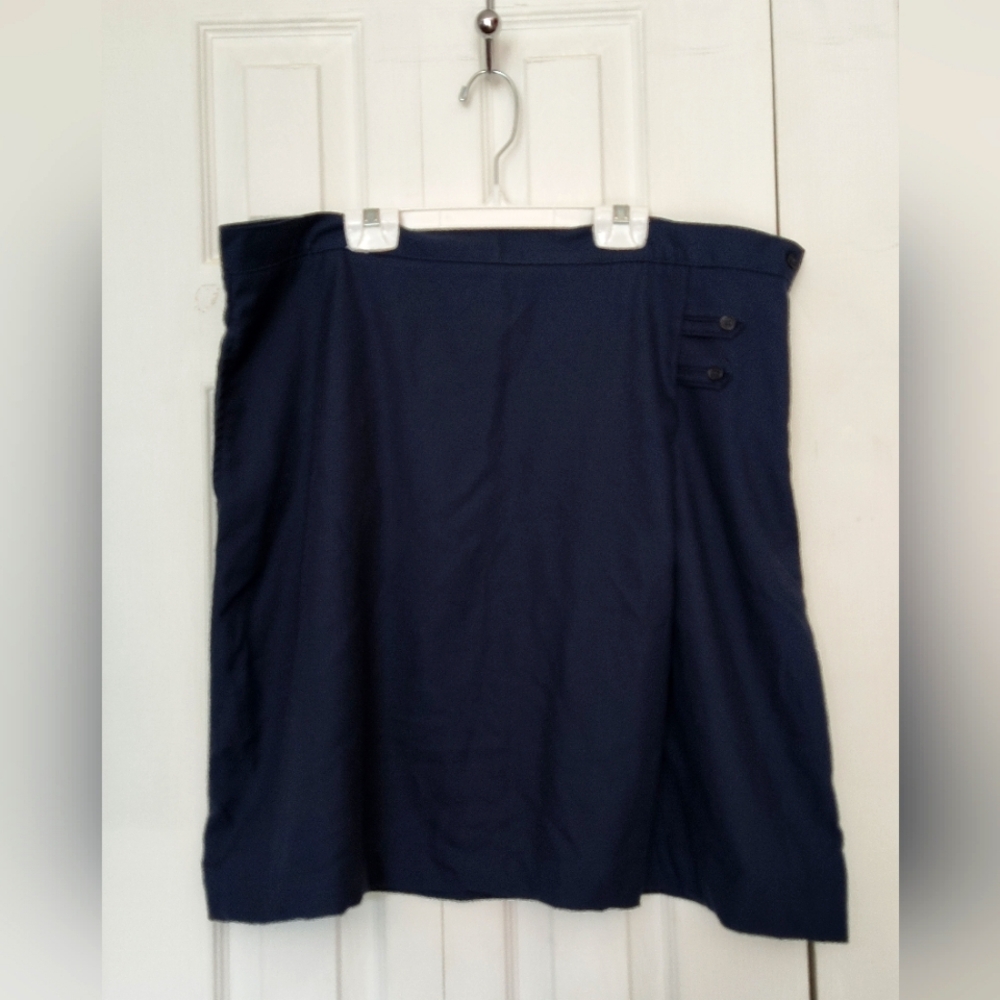 Lands End Vintage look retro Womens Plus Navy Blue Mini Skirt EUC Size 16